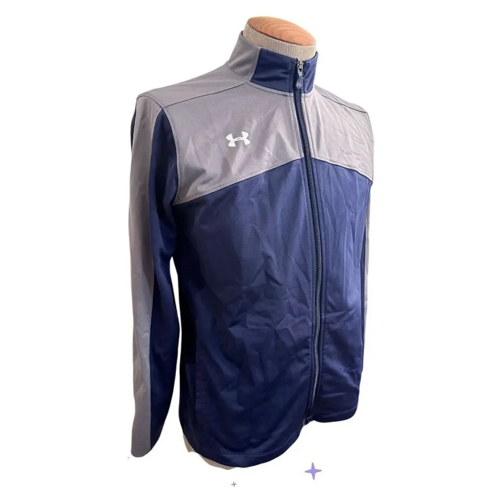 Under Armour Men’s Full Zip Navy Blue/Gray Warm Up Jacket Size Medium